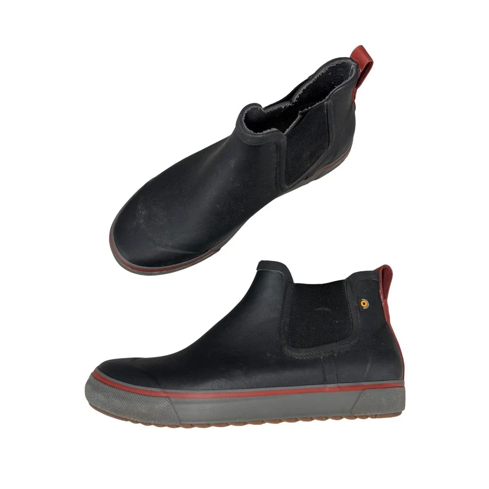 Bogs Kicker Rain II Black Red Waterproof Chelsea Boots Pull On Men's Size 9